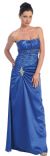 Ruched Bejeweled Fitted Formal Evening Dress in Royal Blue